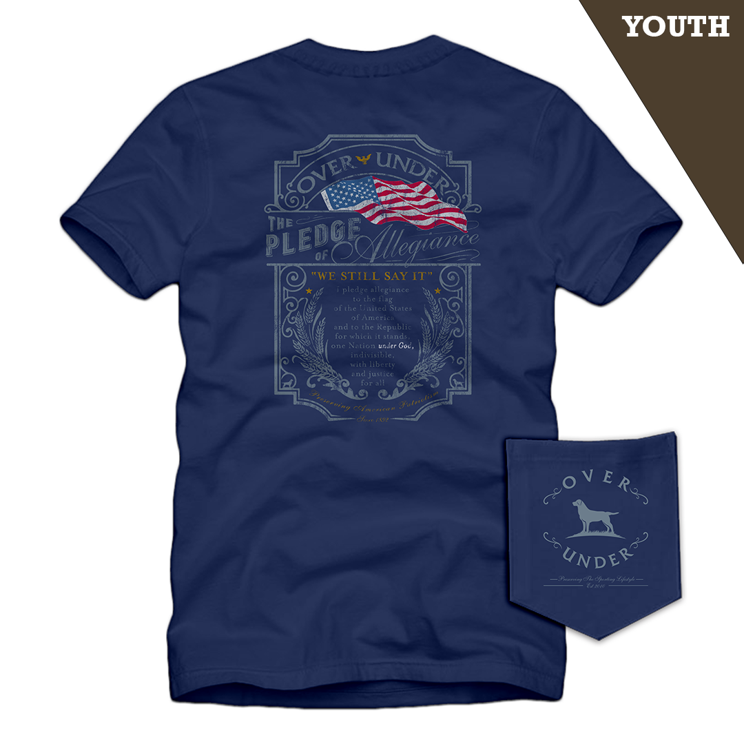 S/S Youth Pledge of Allegiance TShirt Navy Over Under Clothing